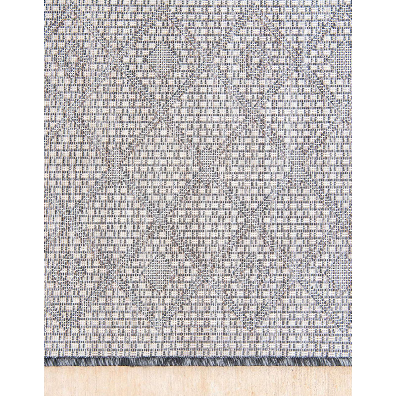 Tapis intérieur / extérieur gris anthracite Leyla, Rectangle 8 pi x 11 pi 4 po