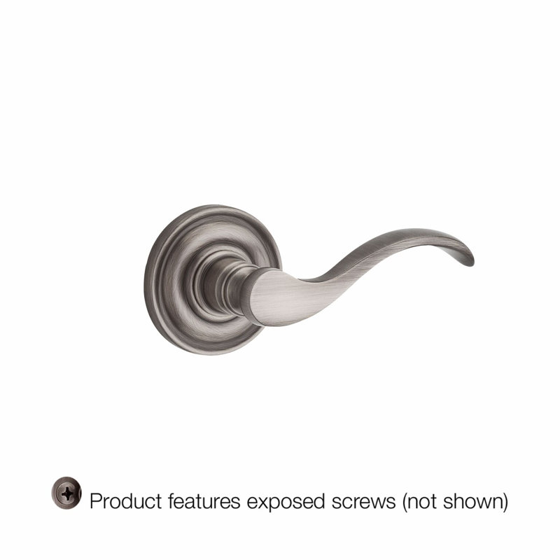 Curve Single Dummy Door Lever with Traditional Round Rose, Polished Nickel, Right