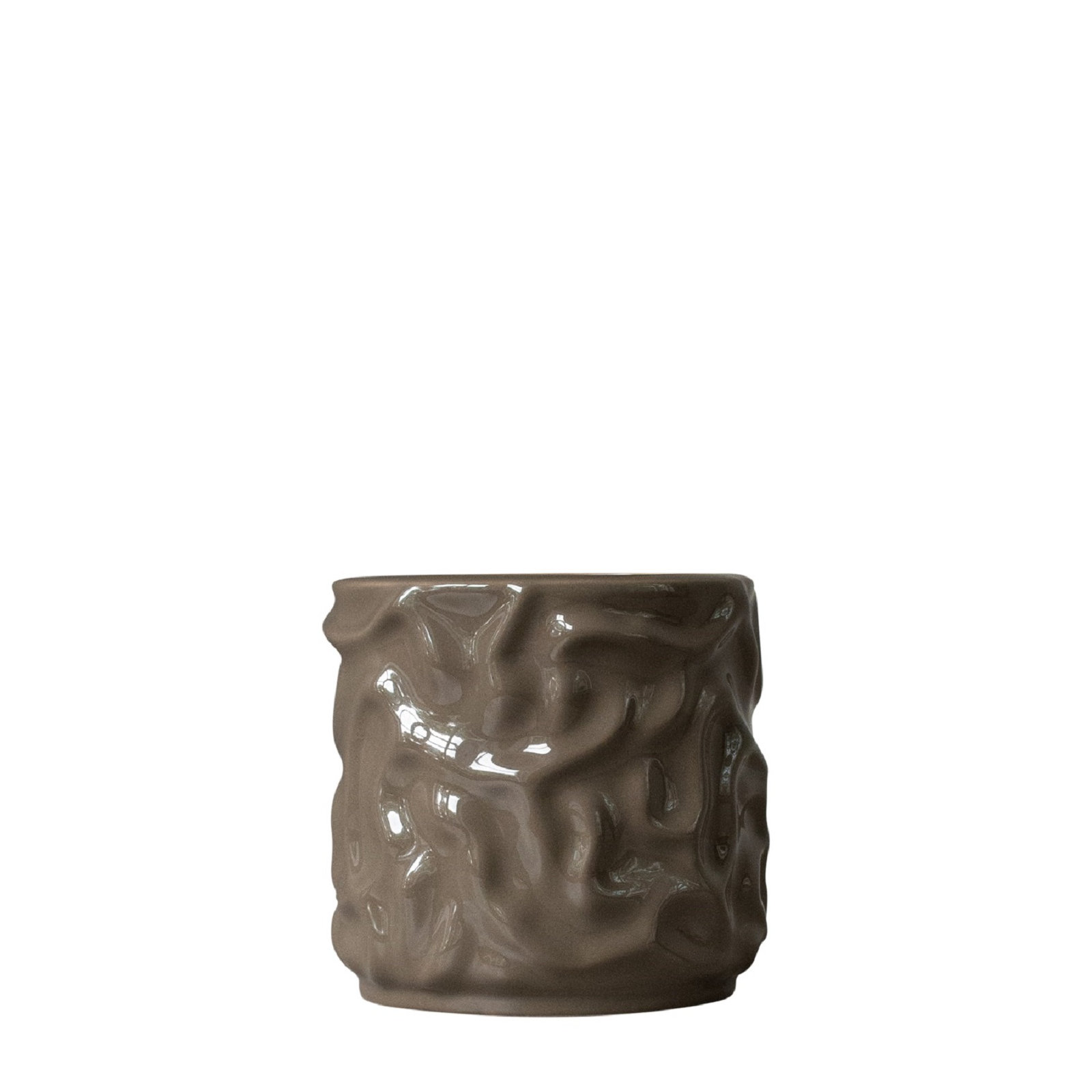 Ceramic Table Vase, 6.3" H x 4.75" W x 4.75" D, Greige