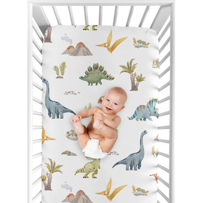Watercolor Dinosaur Dino Fitted Crib Sheet by Sweet Jojo Designs