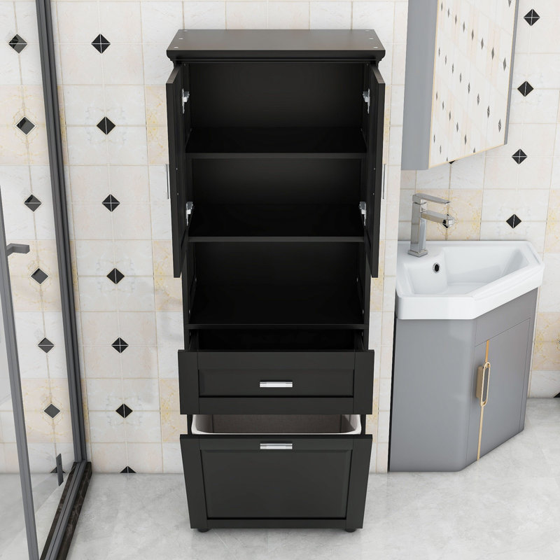 Armoire de salle de bain autoportante Fougeres, Noir, noir, noir, noir