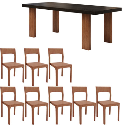 French style vintage solid wood dining table set