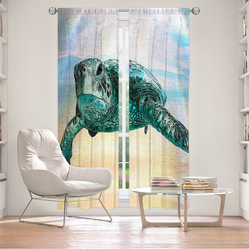 Ensemble de rideaux obscurcissant et isolant avec passe-tringle 3 pièces Corina Bakke - Sea Turtle, L 20 po x L 82 po