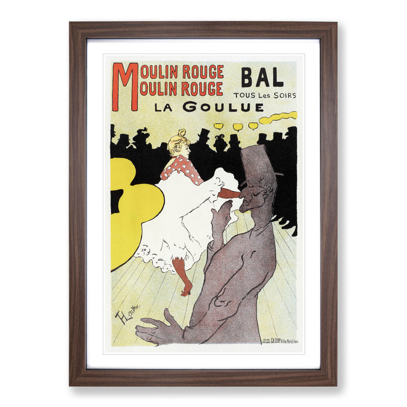 Cabaret La Goulue Vol.2 by Henri de Toulouse-Lautrec - Framed Print, 65cm H x 48cm W x 2cm D, Walnut Framed