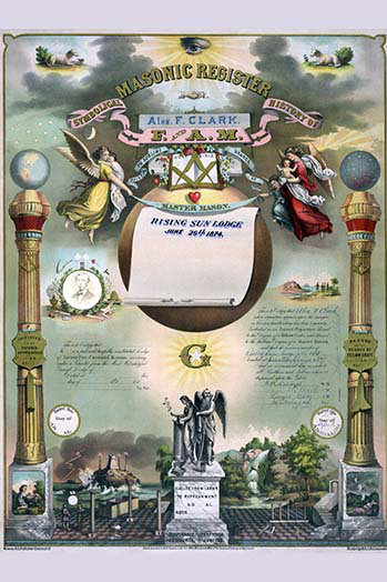 « symbols-masonic register » par strobridge & gerlach, impression