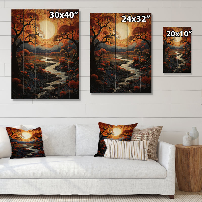 Breshaun " African Tribal Sunset IV ", 40" H x 30" W x 0.78" D