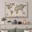 Illustration de carte du monde rustique, photos de bureau, impression sur toile encadrée-130451526-130451527
