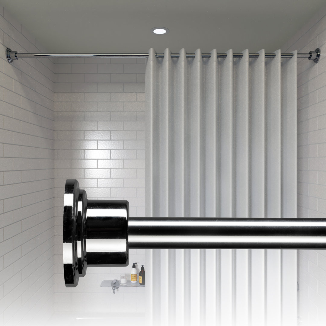 90.5cm Adjustable Straight Tension Shower Curtain Rail with Stick 'n' Lock Adhesive