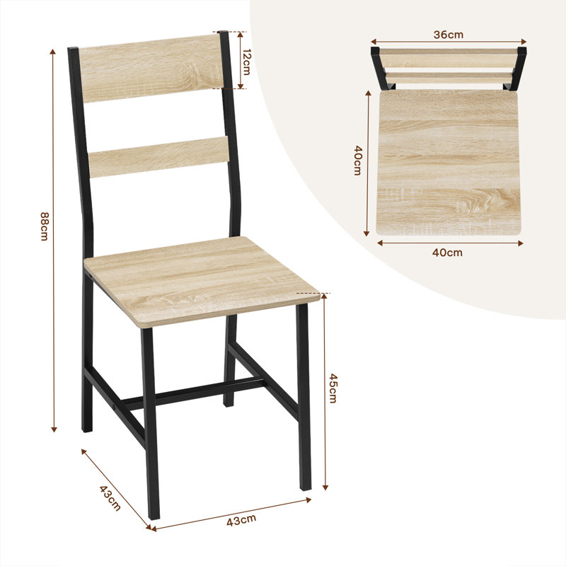 45cm H Metal Ladder Back Parsons Chair, Light Woodlook/Black