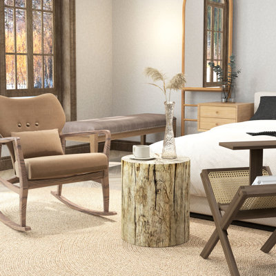 Table en béton Tree, plateau rond avec finition grain de bois, polyvalente à l'intérieur et à l'extérieur, grain de charge de 198 lb, pour capacité