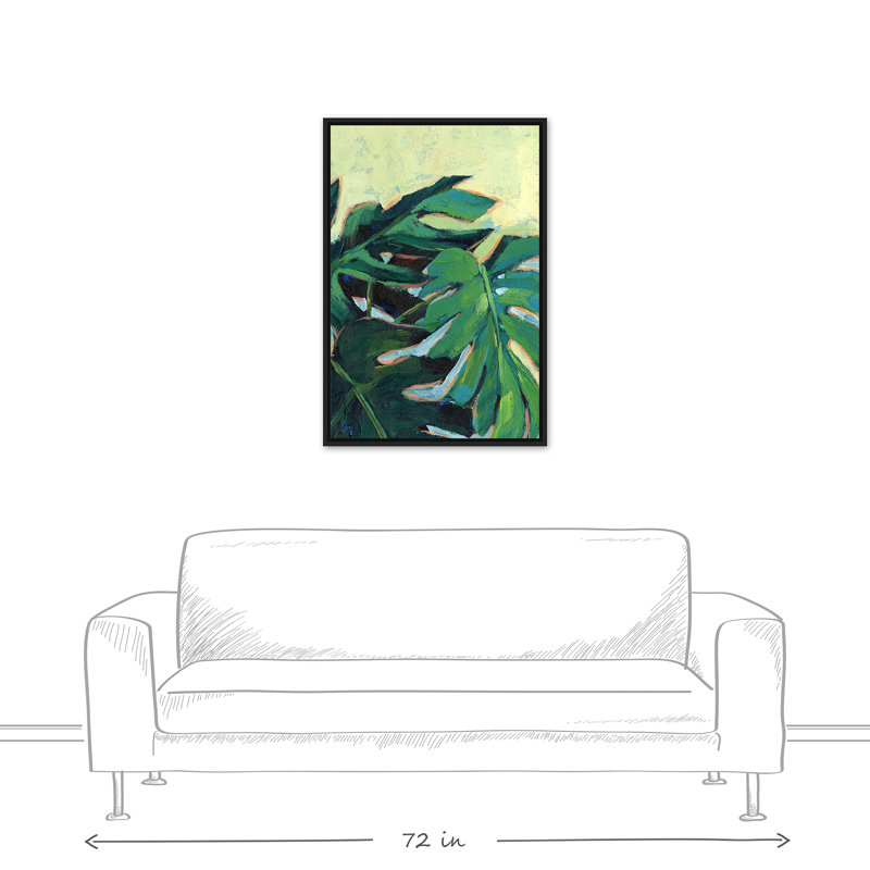 Grandes feuilles encadrées sur toile, H 37,75 po x l 25,75 po