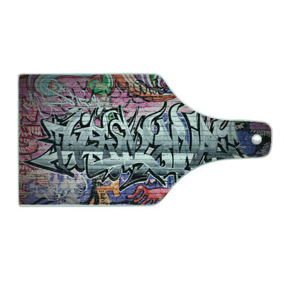 Ambesonne Urban Tempered Glass Cutting Board Graffiti Grunge Wall Art Multicolor