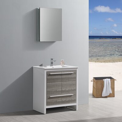 Fresca Allier Rio 30"" Free-Standing Single Sink Modern Bathroom Vanity Set with Mirror -  FVN8130HA