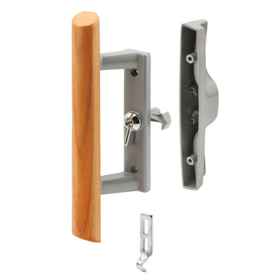 Prime-Line Sliding Door Handle Set, 3-15/16 in., Diecast and Wood, Hook Style (Single Pack)