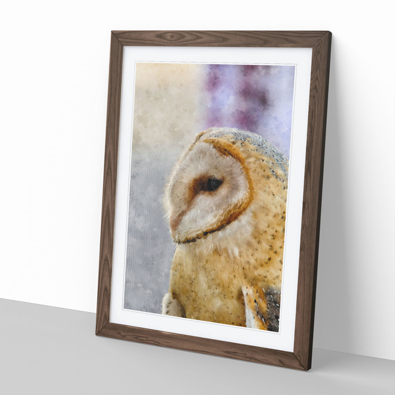 Barn Owl Vol.5 - Picture Frame Painting, 36cm H x 27cm W x 2cm D, Walnut Framed