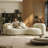 102" Modern Curved Bouclé Sofa With Integrated Gold Side Tables, 4-Seater For Living Room