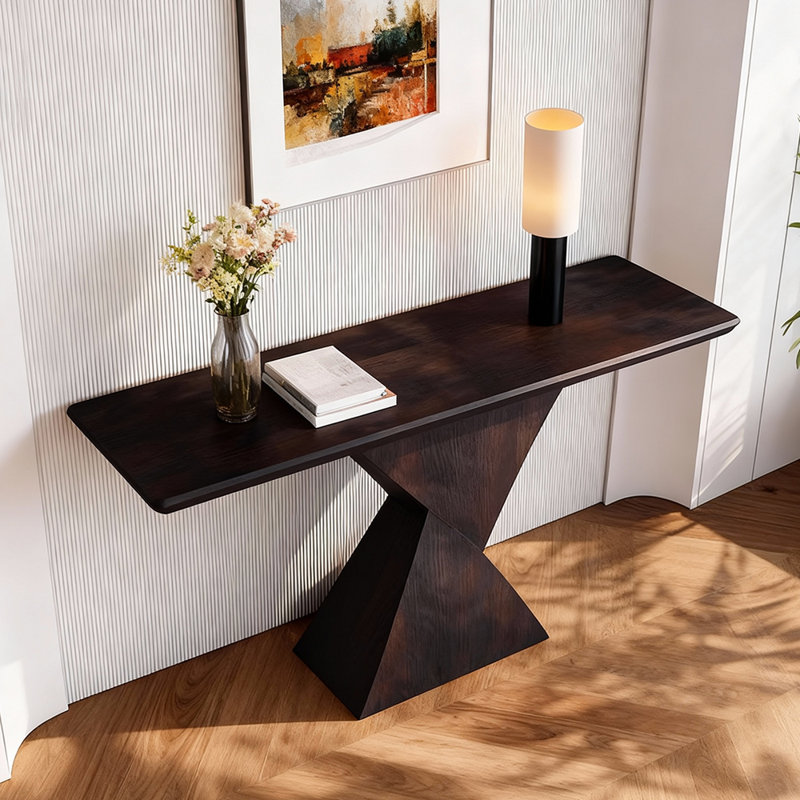 Console rétro classique simple, Marron foncé, H 33,5 po x l 63 po x P 15,7 po