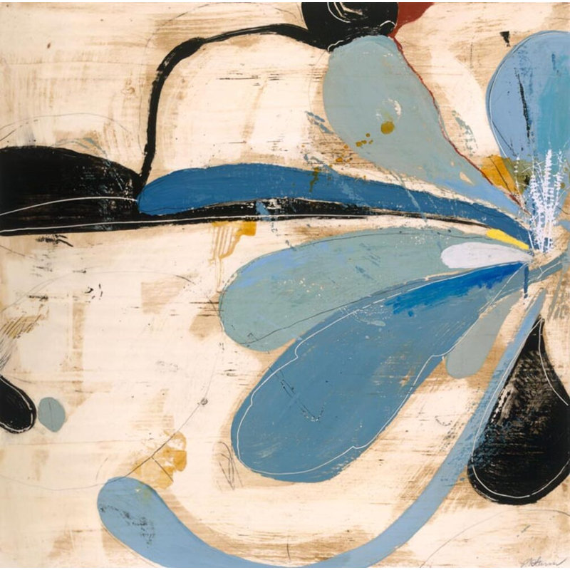 «Spring 2022 Cerulean Flora 1», ensemble encadré sur toile par Patrick Atkinson, Cadre flottant noyer
