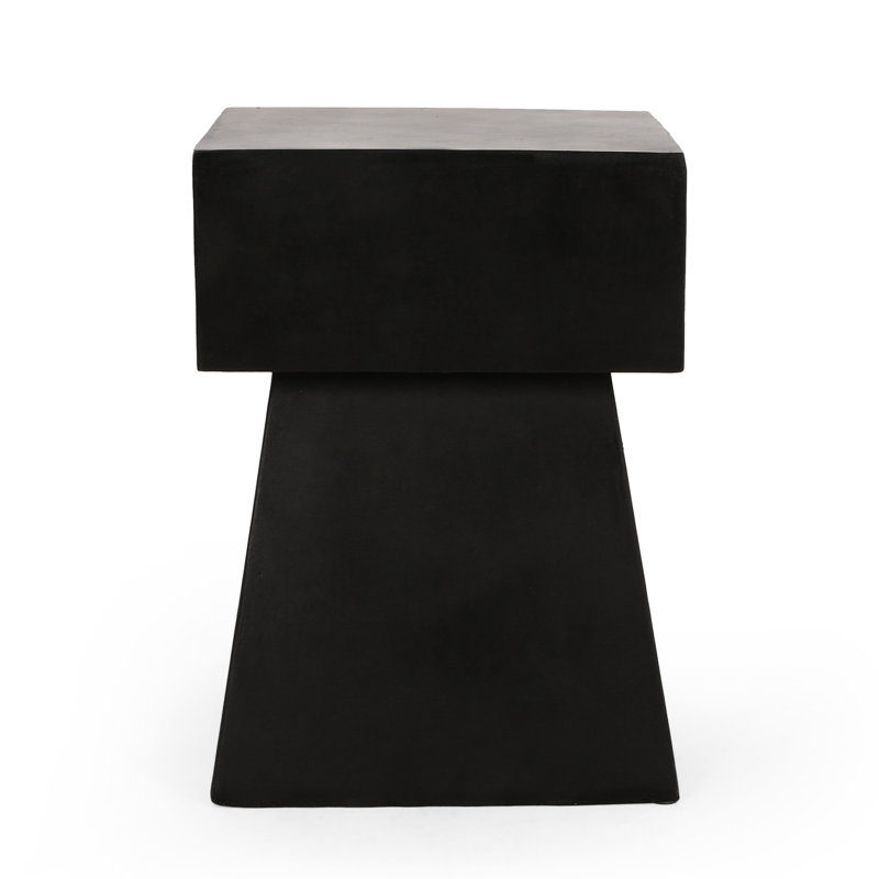 Lightweight Concrete Side Table In Modern Style, Black, Pedestal Shape, No Assembly - 13.87W X 18.58H, Magnesium Oxide Contemporary With Black Finish, Concrete, Required, Style 13.87D Oxide,