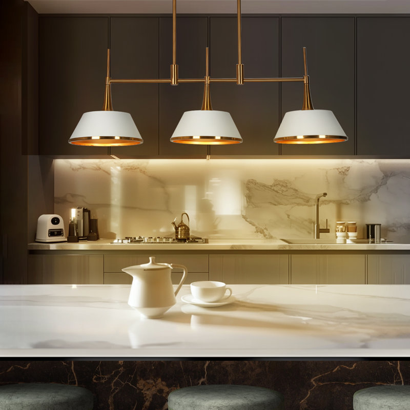 Nolia 3 - Light 34.5'' W Cone linear Kitchen Island Pendant UL Certified