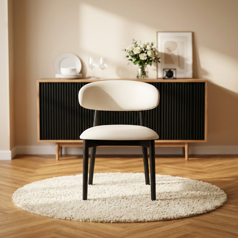 Chaise d'appoint rembourrée en bois massif (ensemble de 2), Black