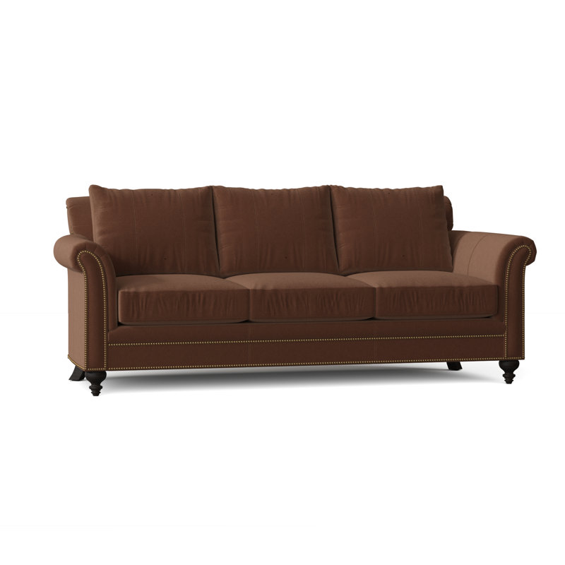 Richardson Sofa, Aline Fumo Genuine Leather, Mahogany, French Natural