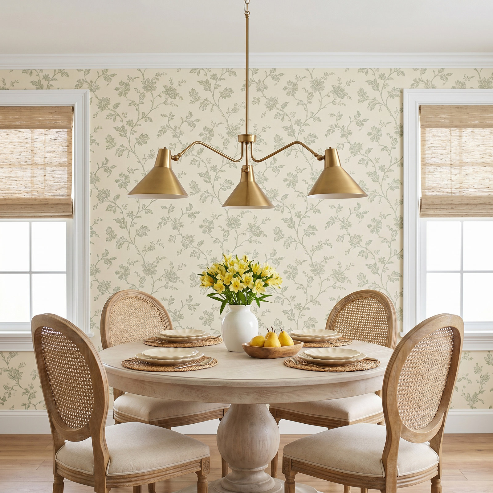 3-Light Chandelier, Brushed Bronze, Gold
