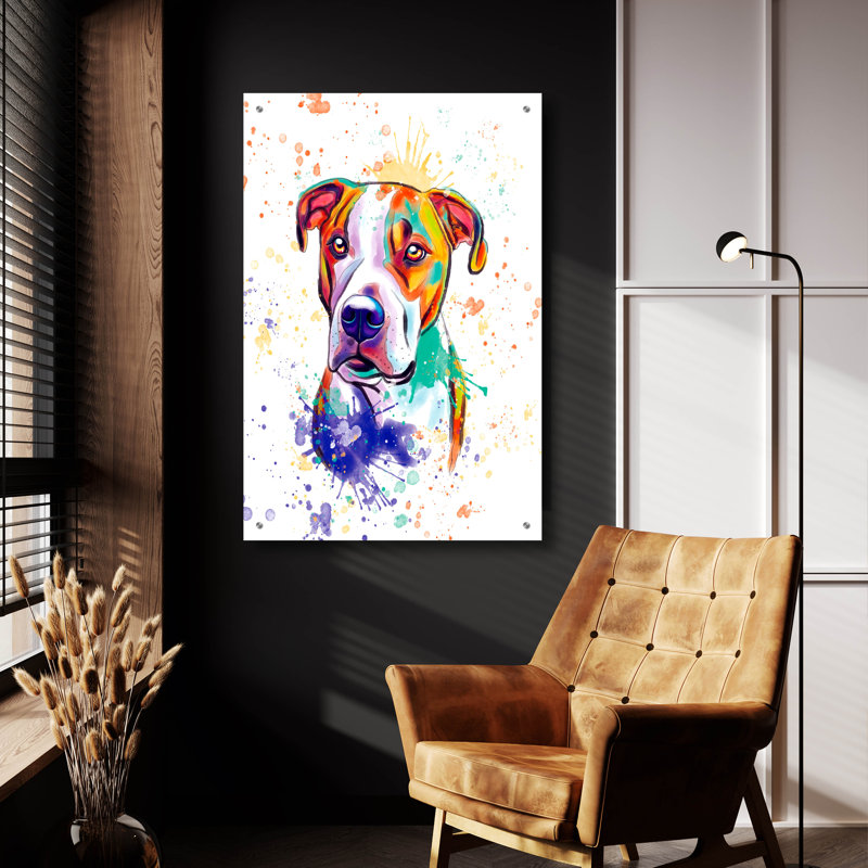 «Colorful Watercolor Pit Bull 2» par Furbaby Affiliates, H 36 po x l 24 po