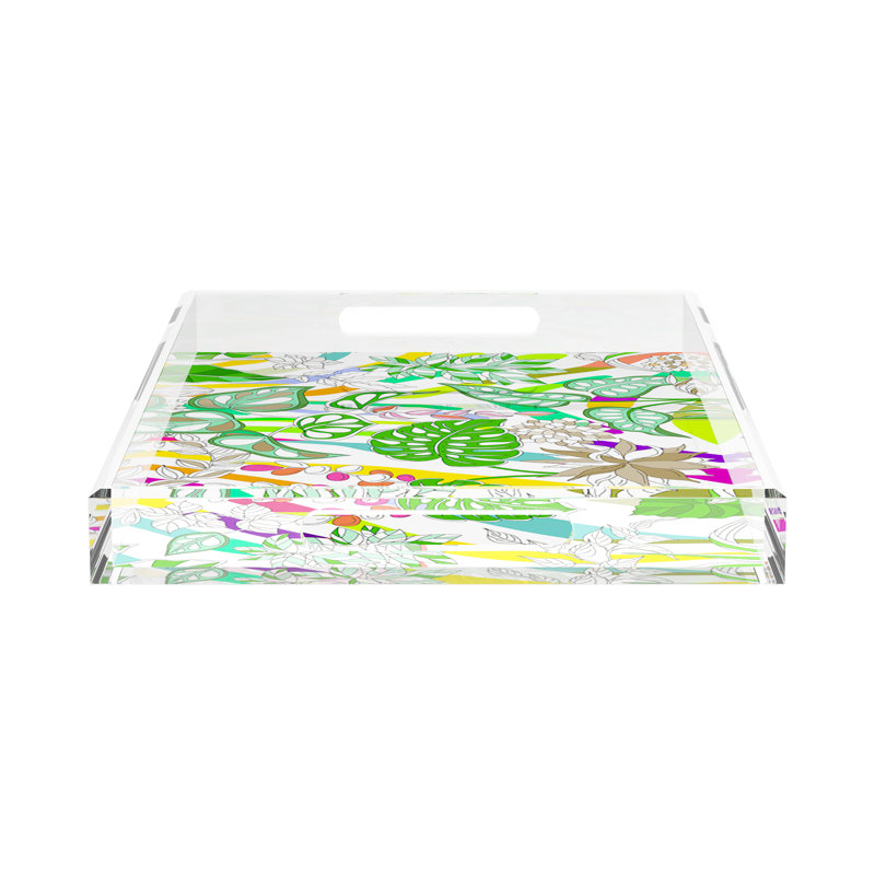Sabi Jungle Natural Acrylic Rectangle Decorative Tray, 22.5"W x 14.5"D x 2"H