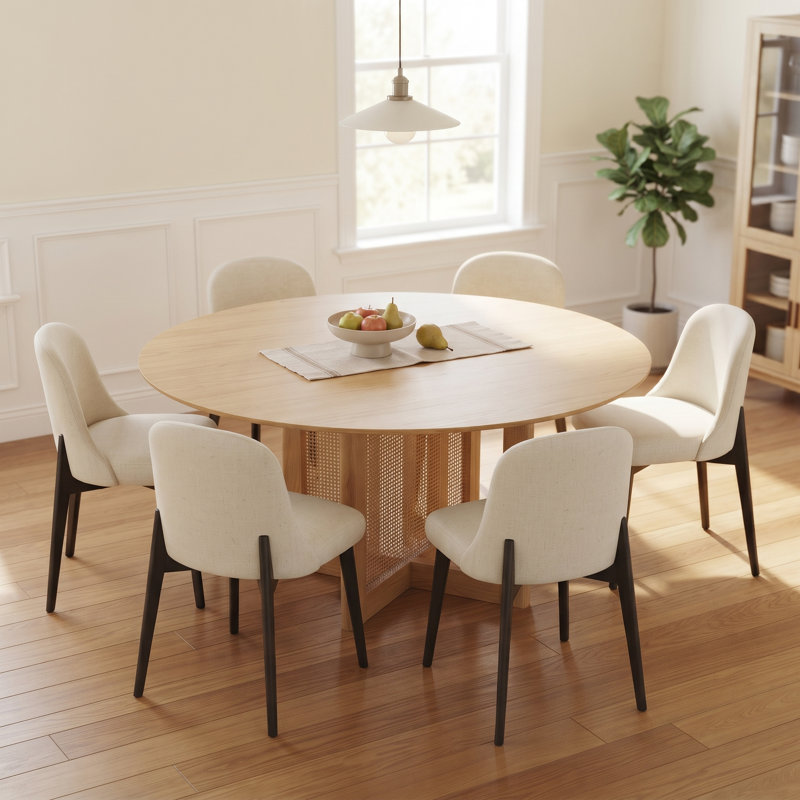 Table de salle à manger 60 "avec 6 chaises de salle à manger, 7 Pieces: Table, 6 Chairs