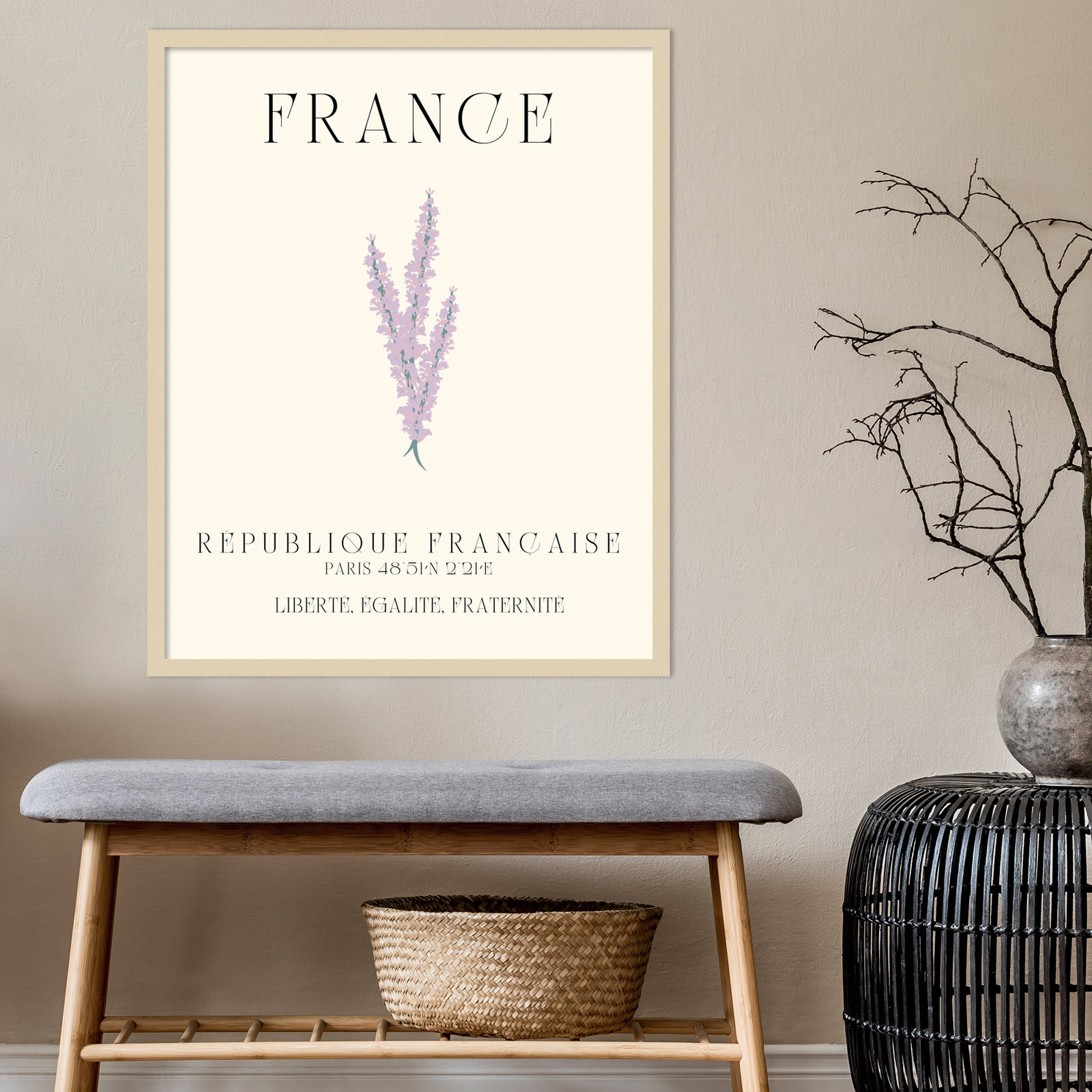 Mirando "France Travel Poster" Print, 21" W x 25" H x 1" D, Brown Framed