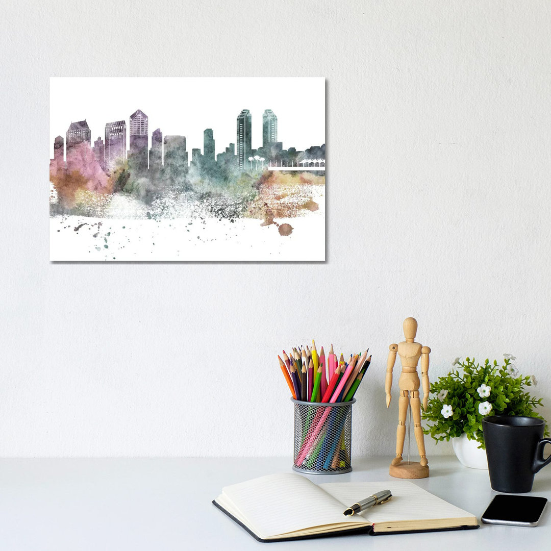 San Diego Pastel Skylines - Wrapped Canvas Print