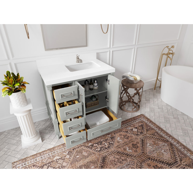 Ensemble de meuble-lavabo simple 36 po Aberdeen, Calacatta Laza