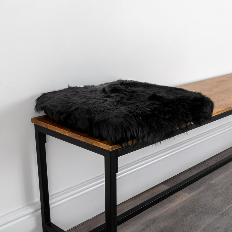 Sheepskin Chair Pad Cushion, Black