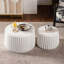 Ensemble de tables de rangement rondes blanches avec couvercle escamotable