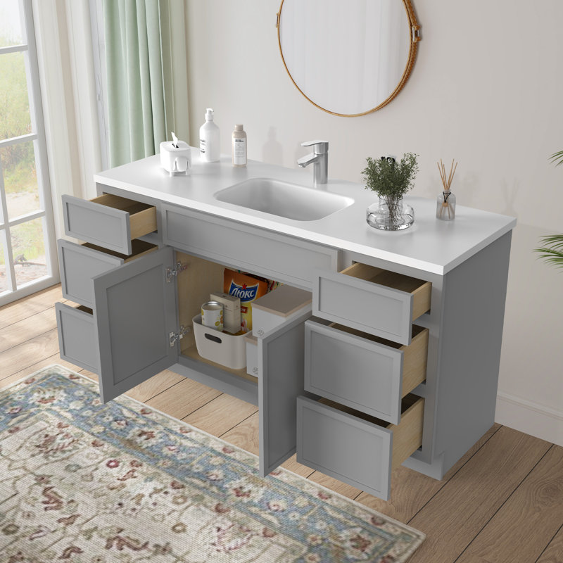 Base de meuble-lavabo simple 66 po seulement, Gris