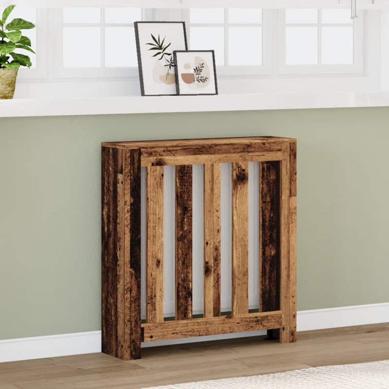 Small Radiator Cover, Old Wood, 78 x 20 x 82 cm, Vertical Slats