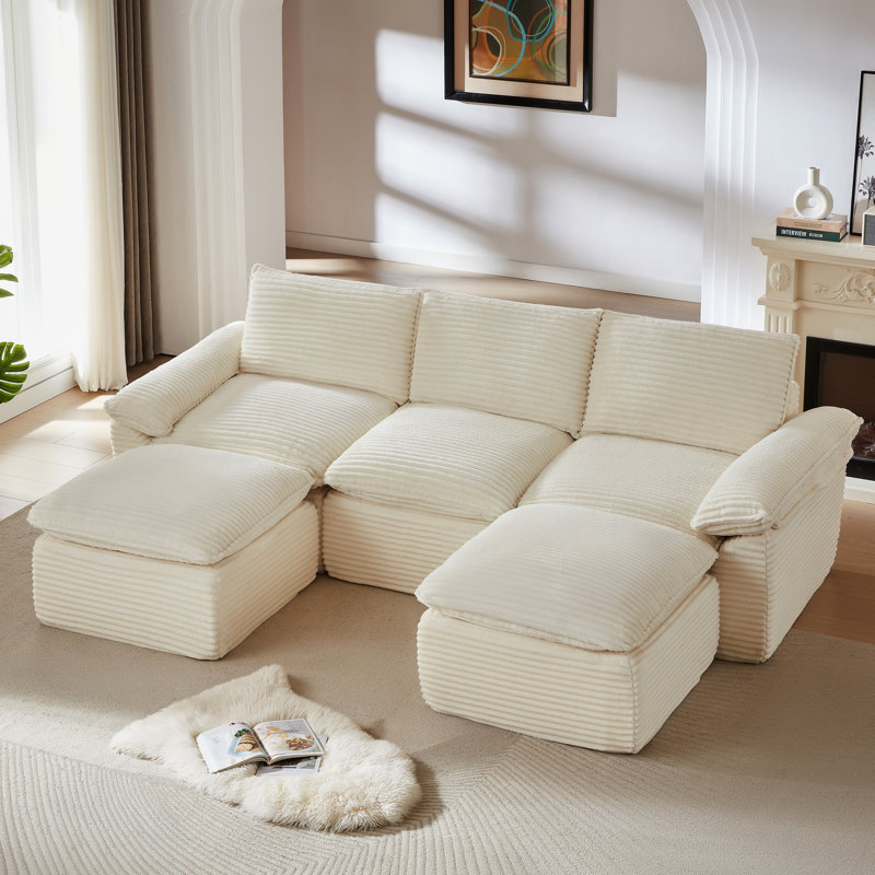 Fauteuil suspendu en velours côtelé 5 places, revêtement doux, rembourrage en mousse haute densité, design élégant, idéal pour les maisons et appartements, profondeur 274,4 cm, largeur 178 cm, assise moderne, accoudoirs, confort optimal.