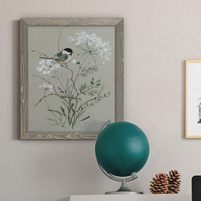 «Bouquet of Grace Bird I», reproduction d'art sur toile, H 24 po x l 18 po x P 1,5 po, Encadré gris