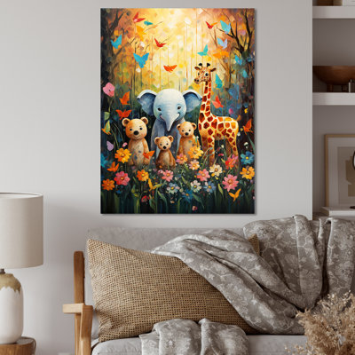 Pépinière colorée, aire de jeux d'animaux d'Afrique II - Art mural en métal pour chambre de bébé