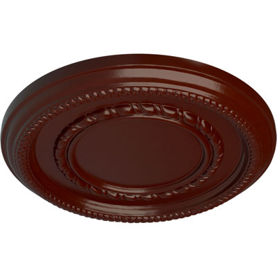 Endurathane Federal Roped Small Ceiling Medallion, 12 5/8"OD x 1 1/8"P (Fits Canopies up to 6"), Hand-Painted Brushed Mahogany Finish