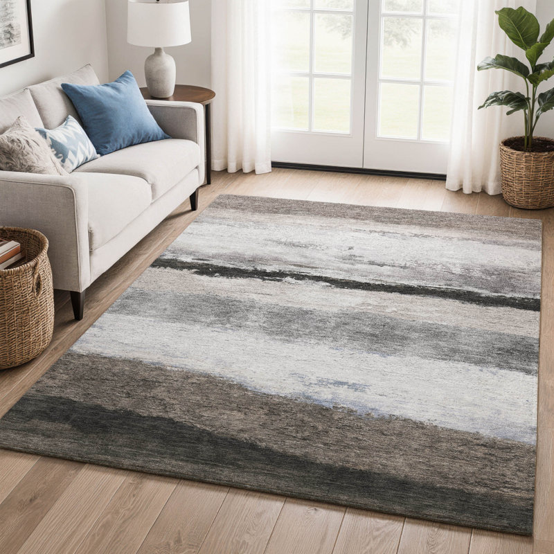 Tapis rayé de qualité supérieure Mayfield, Taupe, 5 pi x 7 pi 6 po