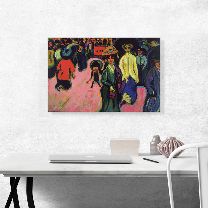 «Street - Dresden 1919» par Ernst Ludwig Kirchner, reproduction d'art sur toile tendue, H 18 po x l 26 po x P 1,5 po
