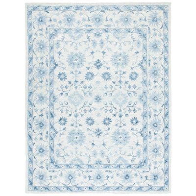 Lethe Oriental Handmade Tufted Wool Blue/Ivory Area Rug