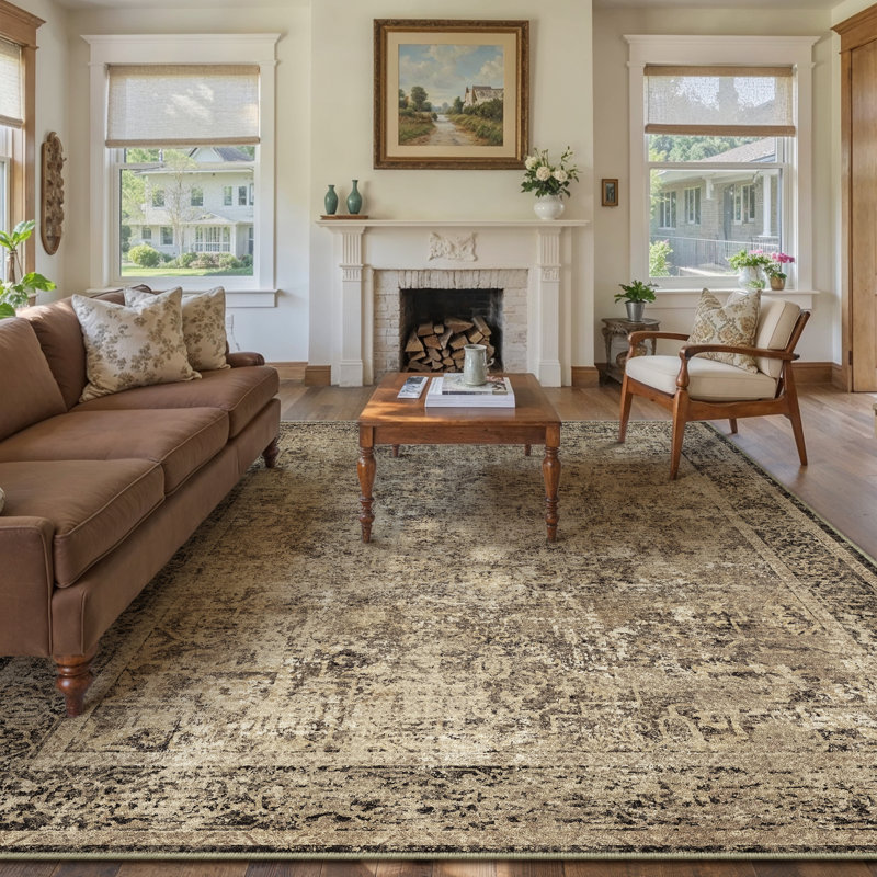  Ladonya Versatile Elegance Machine Washable Area in Brown, Rectangle 9' x 12'