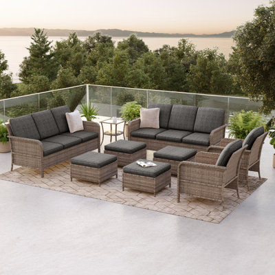 Ensemble de canapé de patio 9 pièces avec repose-pieds