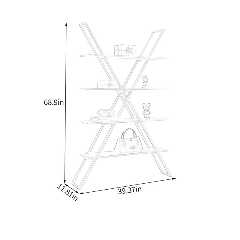 Tablette 4 niveaux, Blanc, (4 tablettes) H 68,9 po x l 39,37 po x P 11,81 po