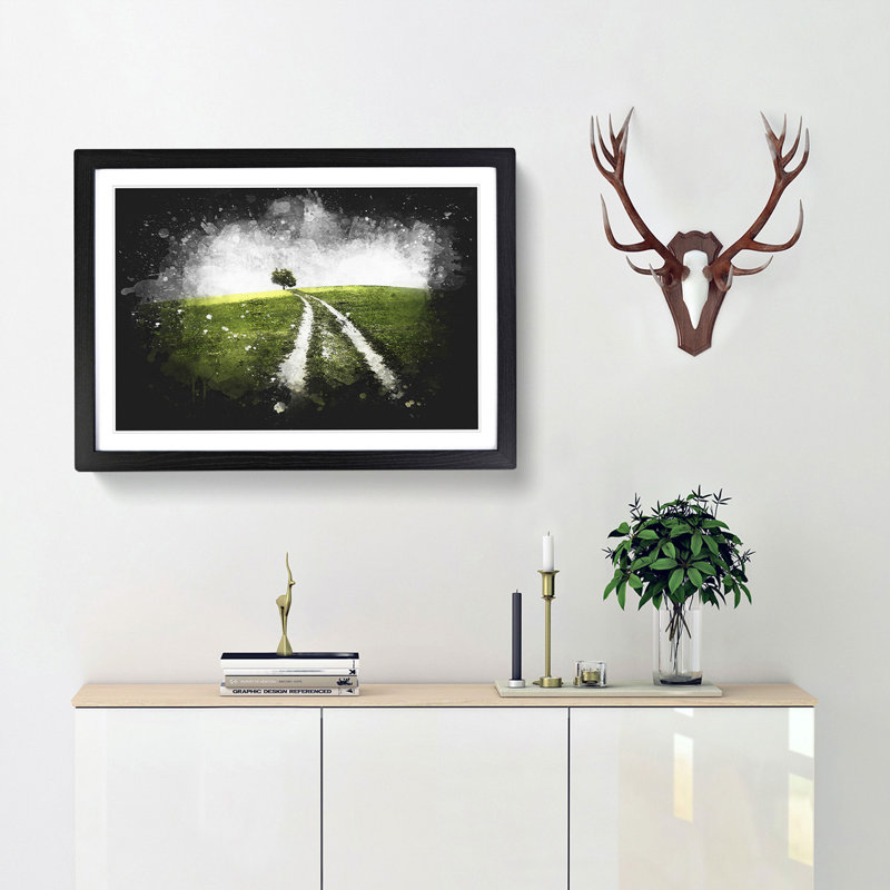 Path to a Lone Tree - Picture Frame Graphic Art Print, 45cm H x 63cm W x 2cm D, Black Framed