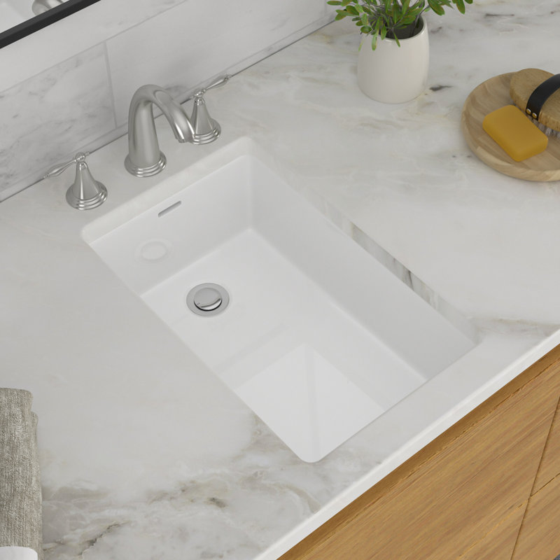 GhomeG 13"W x 20"D Undermount Ceramic Sink for Bathroom, Outdoor