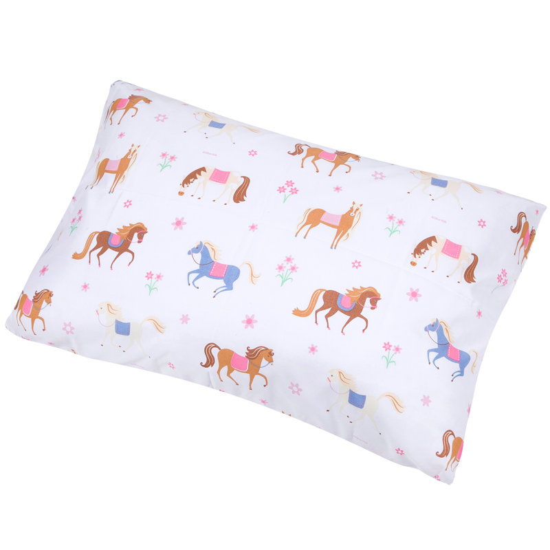 Pink and White Horse Print Microfiber Twin Sheet Set